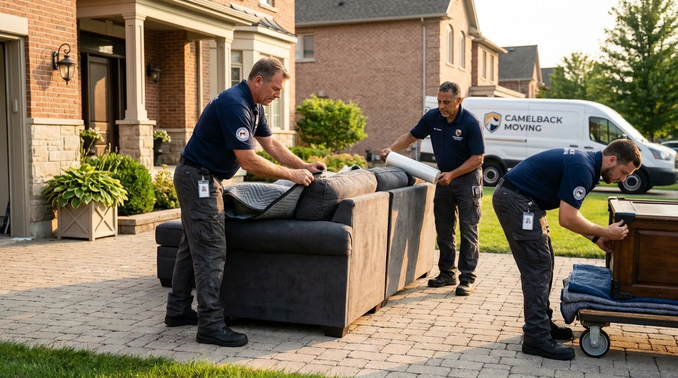 Large estate moving crew wrapping furniture in Shelby, MT